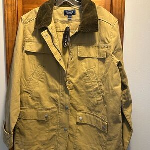 Women’s Scoop Oversized Cotton Barn Jacket with Brown corduroy collar